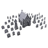 Mausoleum Graveyard Scene, Terrain Scenery for Tabletop 28mm Miniatures Wargame, 3D Printed And Paintable, EnderToys