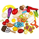 Medoga - Cibo da gioco in legno, 32 pezzi, per tagliare cibo, frutta e verdura, giocattoli per far finta di ...