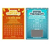 MEIN Gratta e Vinci Personalizzato Scherzo 2 Biglietti Finti Vincenti 1 da 100K L'Altro Regalo Il Niente con Spazio per ...