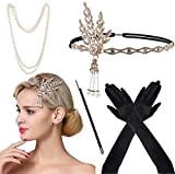 Meiruier 1920 accessori di Set,Accessori Anni '20, alla moda con fascia , guanti lunghi, collana con perle e accessori per ...