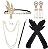Meiruier Charleston Fancy Set di accessori anni '20, accessori per la testa, guanti lunghi, collana di perle Great Gatsby, accessori ...