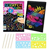 MELLIEX Scratch Art Notes per Bambini, Set di 2 Blocco da Disegno Arcobaleno Scratch Paper con 4 Penne Stilografiche in ...