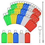 MEZOOM - Set di 50 targhette per chiavi, in plastica, per etichettare, in colori assortiti, con filo di acciaio + ...