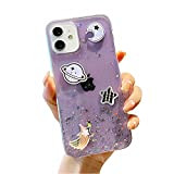 Miagon Glitter Cover for iPhone 6/6S,Soft Slim Silicone Protective Cute Clear Sparkly Bling Star Bumper Case for Girls Women,Universe Purple