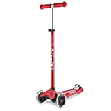 Micro Scooter Maxi LED Deluxe Tilt And Turn Lightweight Kick Childrens Kids Scooter Red