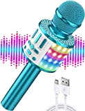 Microfono Karaoke Bambini Wireless, Bluetooth Microfono con Luci LED Multicolore per Cantare, Altoparlant Portatile Senza Fili, Funzione Eco, per Festa/KTV ...