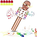 Microfono Karaoke Bluetooth Wireless Con Luci a LED Portatili Portatili Cantanti per Altoparlanti Karaoke Giocattoli Gift per Bambini per Bambini ...