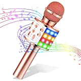Microfono Karaoke, Giocattoli per Bambini 4-10 Anni Microfono Bluetooth Wireless con Luci LED, Microfono Giocattoli Regali di Natale Bambini, Compatibile ...