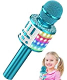 Microfono Karaoke Wireless, Microfono Bambini Bluetooth con Luci LED Bambini Regalo Giocattoli Microfono Cambia Voce Altoparlante con Funzione Eco, Compatibile ...