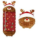 Mify - Sacco a pelo per bambini, con cuscino, per bambini, ragazze, con alce di Natale, 137 x 50 cm