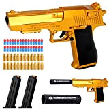 MIGGOING Toy Gun, pistola giocattolo, pistola giocattolo Desert Eagle, pistola nervosa, pistola per bambini, schiuma blaster, gioco all'aperto (oro)