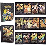 MIKOO 55 carte Poke Cards Black,Poke Vmax Black Foil Cards, Vmax Plated Card,Black Dx Gx, regalo per bambini, amici e ...
