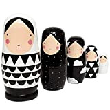 MILISTEN Bambole di Nidificazione in Legno a 5 Strati Matrioska Bambole Russe Bambole Matrioska Giocattolo per Bambini in Vacanza Bomboniera