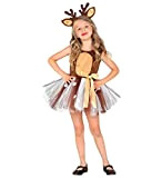 MIMIKRY Costume da bambina REH con gonna in tulle, cerchietto per capelli con orecchie di cervo, in bambù, renna, dimensioni: ...