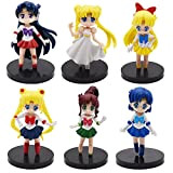 Mini Figure Sailor Moon Nesloonp 6 Pezzi Mini Figura Di Sailor Moon Per Bambini E Baby Shower Forniture Per La ...