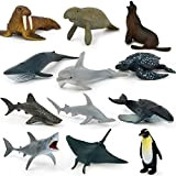 Mini giocattolo per animali marini, squali bianchi, delfini, ecc., 12 pezzi, giocattolo selezionato, per bambini di età superiore ai 3 ...
