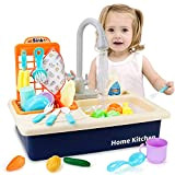 Mini Tudou Set di giocattoli da cucina con rubinetto funzionante, set di giocattoli per lavello elettronico con nuovo rubinetto, gioco ...