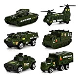 Mini Veicolo Militare Modelli Costruzione Veicoli Giocattolo per Bambini Ragazze e Ragazzi Decorazioni per Torta, Set di 6