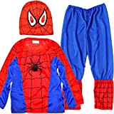 Miotlsy Marvel Spider-Man Classic Fancy Dress Costume Spiderman Cappello + Pantaloni + Cappotto- Costume per Bambino per Carnevale Hallooween Cosplay ...