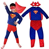 Miotlsy Superman Classic Marvel Fancy Dress Costume Pantaloni + Cappotto- Costume per Bambino - Perfetto per Carnevale e Cosplay(Large 100-150cm)