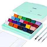 Miya, set di 24 colori x 30 ml, design unico con 3 pennelli e una tavolozza in una custodia per ...