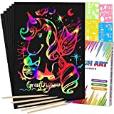 Mocoosy 60Pcs Scratch Art Paper for Kids - Rainbow Magic Scratch Off Paper Art and Craft Kit Scratch Note Pad ...