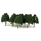 Modelli di albero artificiale Mini albero in miniatura pianta Architettura Paesaggio Scenario Decor Verde scuro 25Pcs 1: 150