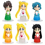 Modello di action figure di Sailor Moon, BESTZY 6 pezzi Set di Figure Sailor Moon, Sailor Moon Cake Topper Action ...
