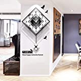 Modern dekorativ väggklocka Med pendel, stor fyrkantig enkel pendelklocka, trä Svart Vit För Vardagsrum Café Restaurang