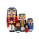 Mogokoyo Schiaccianoci russi nidificanti bambole in legno Matrioska impilabili Set 5 pezzi divertenti giocattoli fatti a mano per bambini, Natale, ...
