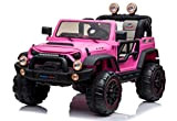 Mondial Toys Auto ELETTRICA 12V per Bambini 2 POSTI Maxi Fuoristrada con Telecomando 2.4G Soft Start AMMORTIZZATORI Full Optional Pink
