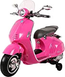 Mondial Toys Moto ELETTRICA per Bambini Vespa 946 Piaggio 12V con Sedile in Pelle LUCI Suoni (Pink)