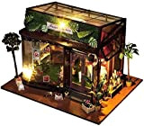 Mopoq Fai da te Dollhouse Kit miniatura e Giocattoli, legno Coffee House Simulazione a mano Assemblaggio Doll House con la ...
