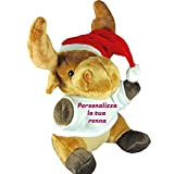 Morbido Pupazzo Peluche Renna di Natale Personalizzato con foto testo 20 cm idea regalo bambini