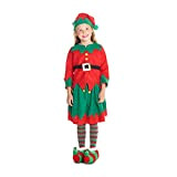Morph Costumes Costume Elfo Bambina, Vestito Natalizio Elfa di Babbo Natale Bambini L