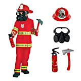 Morph Costumes Costume Pompiere Bambino, Divisa Halloween Vigile del Fuoco Rosso Bambini Taglia M