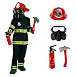 Morph Costumes Costume Pompiere Bambino, Vestito Carnevale Divisa Vigile del Fuoco Nero Bambini Taglia M