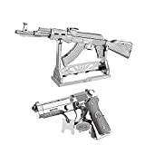 Moutu - Set di 2 puzzle 3D in metallo AK-47 + Beretta 92 Handgun Model Kit W11102-07 DIY 3D taglio ...