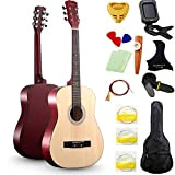 MSHK 36 Zoll Akustik-Gitarre Anfänger Set mit Ersatzsaiten Stahl String Westerngitarren,Giallo