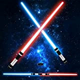 MTFun 2PCS Spada Luminosa Lightsaber Star Wars, Spada Laser Connettibile 2 in 1, con 6 Guerre Stellari Suono, Regalo Cosplay ...