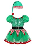 Mufeng Costume Carnevale Albero di Natale Bambina Vestito Elfo Natale Tutu Danza Classica Ballerina Abitino da Festa con Cappello Babbo ...