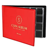 MUROAD Portamonete 240 tasche per collezionisti, collezione di monete, nero (rosso)