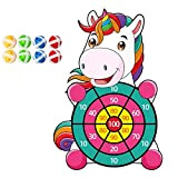 MUROAD Unicorno Giochi per Freccette per Bambini con 8 Palline Giocattolo, Set di Freccette con Gancio per Interni ed Esterni, ...