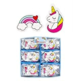 MXELDN Giveaways - 36 confezioni di 2 gomme da cancellare con unicorno e arcobaleno, ideali per feste di compleanno per ...