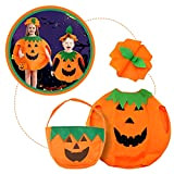 MXJFYY Costumi da Zucca di Halloween, Vestiti in Costume Non Tessuto per Bambini con Cappello e Borsa, Tuta da Lanterna ...