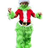 N /D 2PCS Toddler Kids Boys Green Grinch Costume,Hooded Tops And Pants Christmas Outfit Santa Claus Cosplay Party Clothes Set ...
