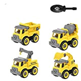 N-S Excavator kemuery Children's Screw disassembly And Assembly Engineering Vehicle DIY Puzzle Assembly Toys DIYassemeblyand disassemblyengineerincing team4(Loading Truck+Mixer+Crane+Escavatore)
