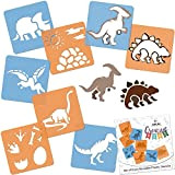 NAKLEO 8 pezzi Stencil da disegno per bambini - 15x15cm (6x6 pollici) - Dinosauri - Plastica lavabile e riutilizzabile - ...