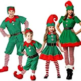 Natale Costume, Famiglia Costumi di Natale Adulti Bambini Costume da Elfo Natalizio Outfits Unisex per Natale St Patrick Day Carnevale ...
