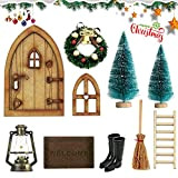 Natale Porta Elfo Natalizio,set di decorazioni natalizie in miniatura,Gnomi Porta Delle Accessori,Set di Accessori Casa delle Bambole di Natale,Gnomi Porta ...